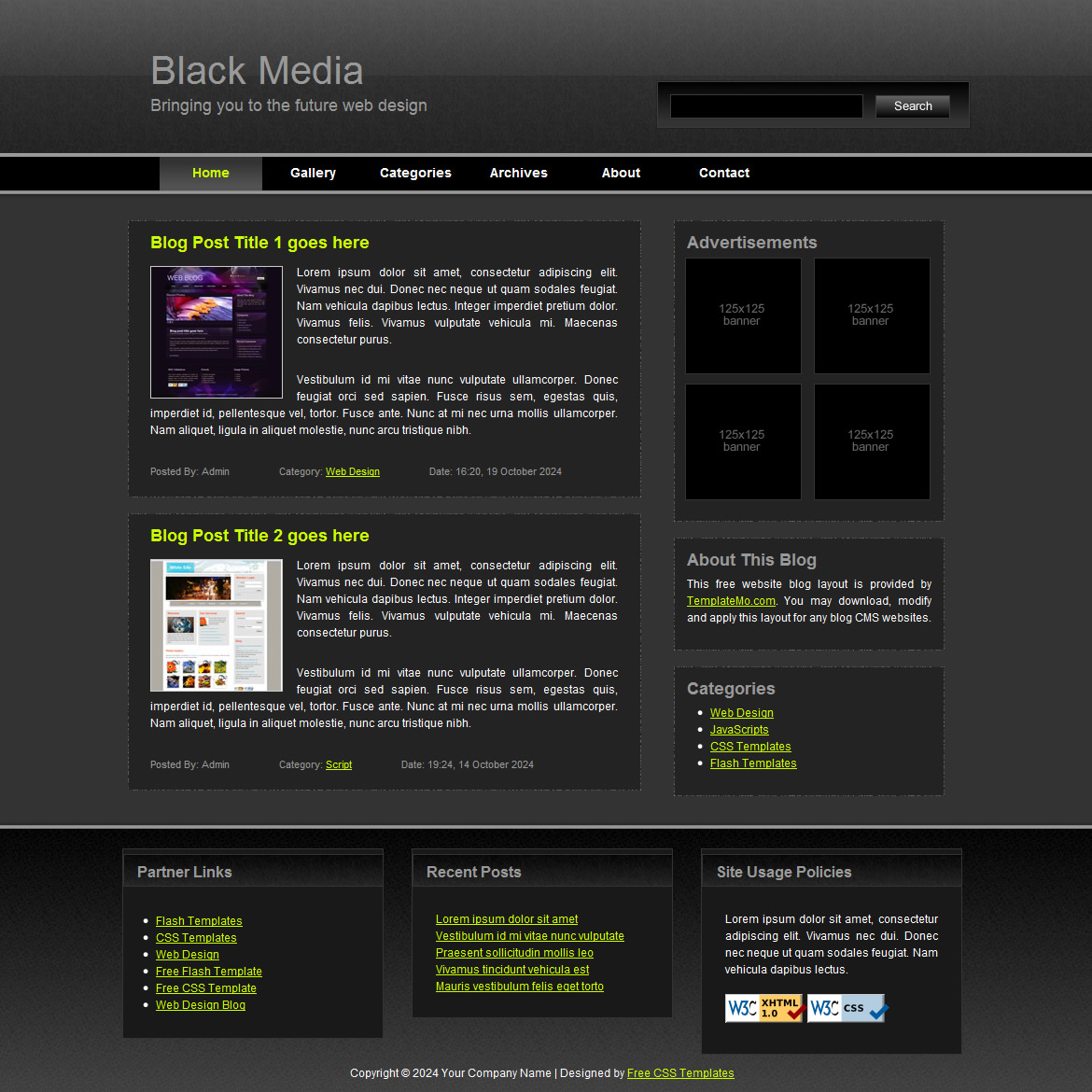 Free Template 064 Black Media