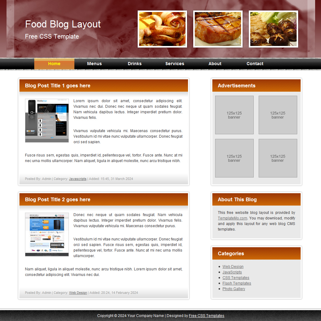 Free Template 072 Food Blog