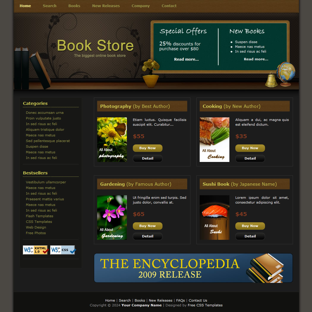 book shop template free