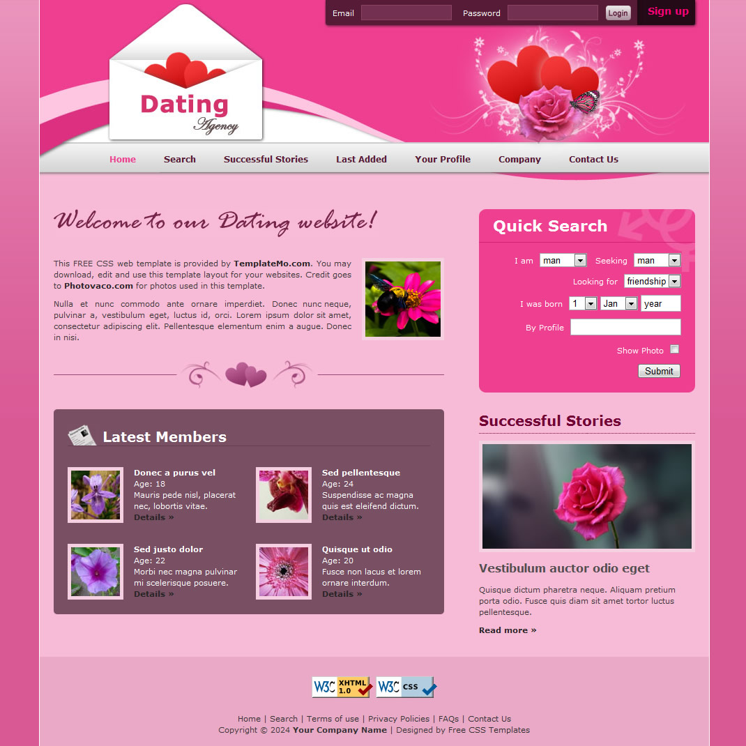 Gratis CSS template dating site dating service Virginia