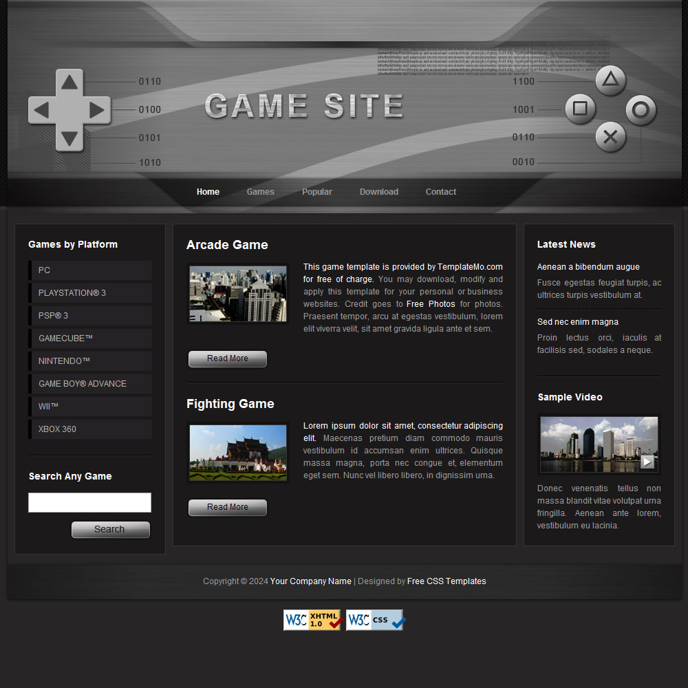 Download games and play free Website Template