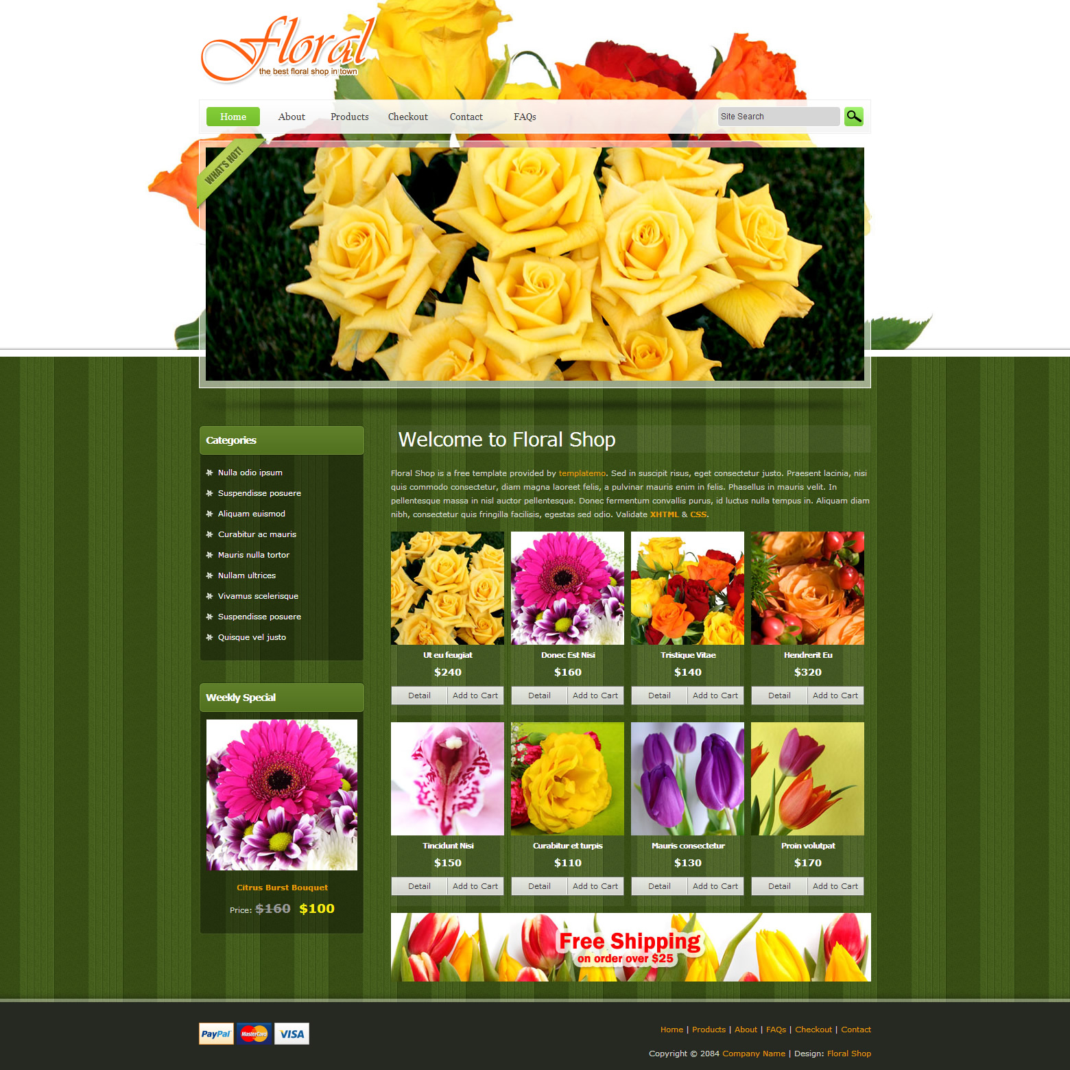 Free Flower Shop Website Templates Printable Form, Templates and Letter