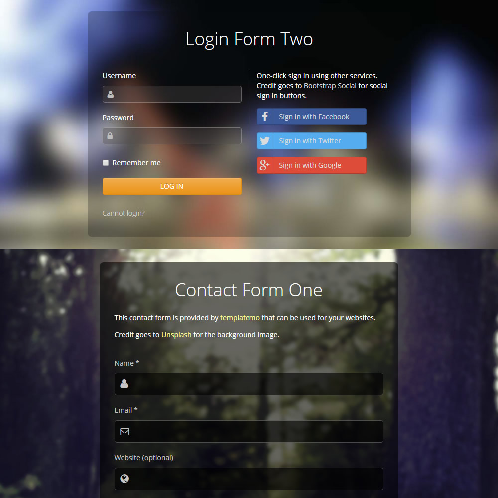 Bootstrap Facebook Theme Login Form Template